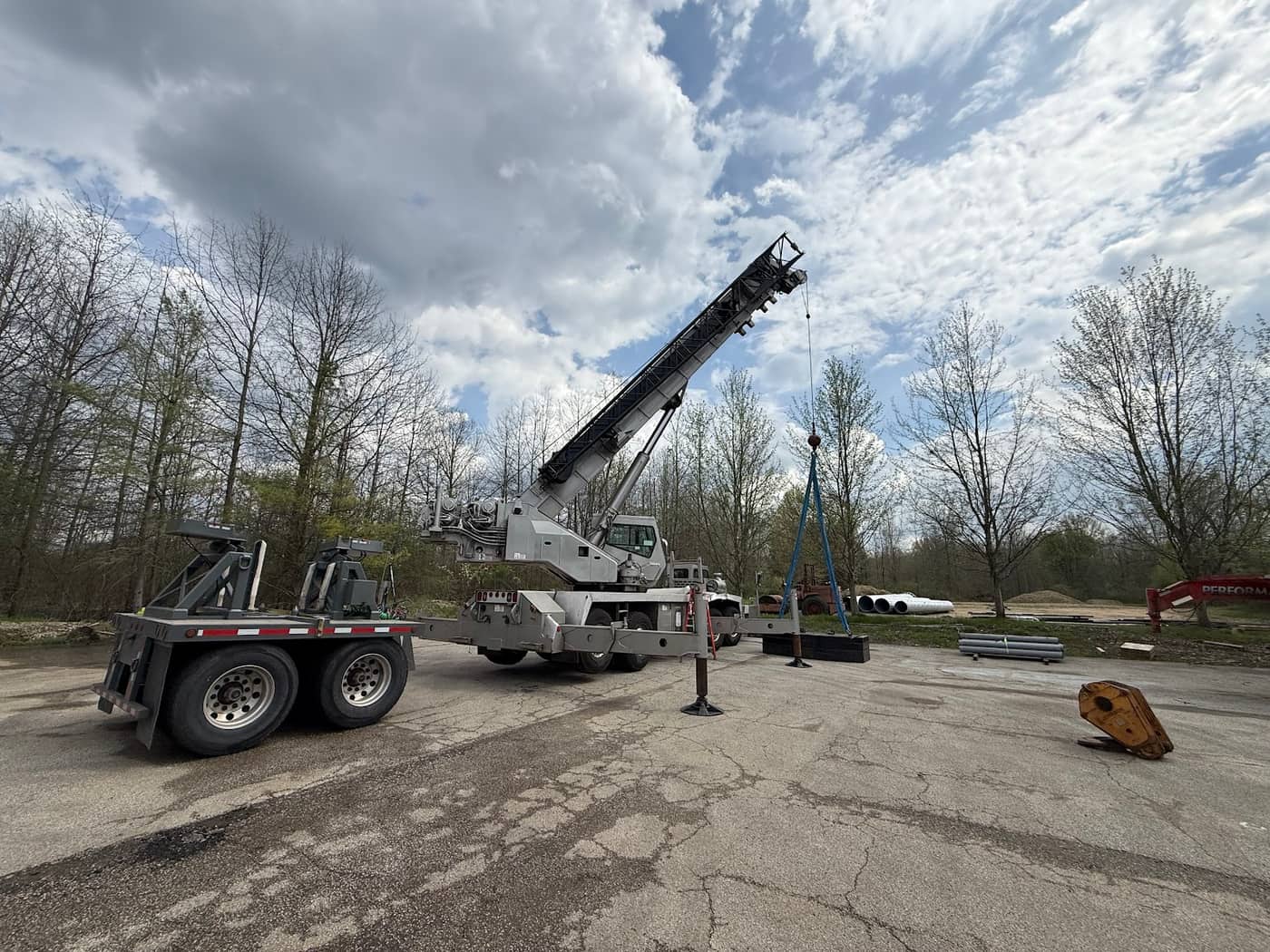 Canal Crane truck crane staged for a lift